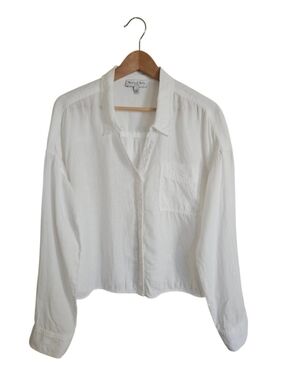 Michael Stars White 100% Linen Button-down Long Sleeve Shirt Size L